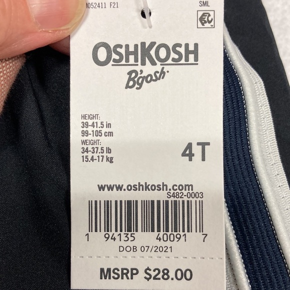 NWT Oshkosh 4t nylon lined black boys joggers athletic jersey elastic waist - Picture 4 of 5